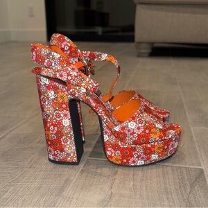 Jeffrey Campbell Red Floral Platform Heels